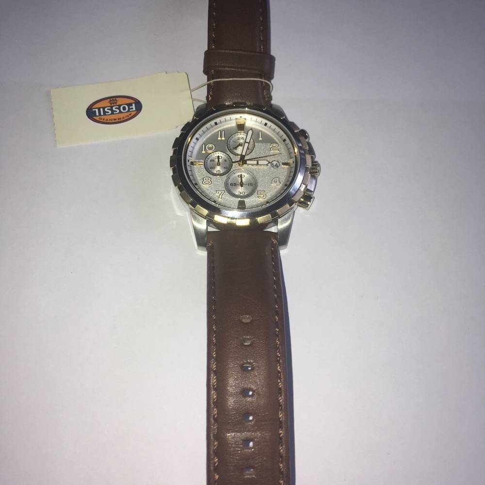 Men’s Fossil Two-Tone Chronograph with Brown Leather Band - Grant Watch - FS4788 - Picture 3 of 4